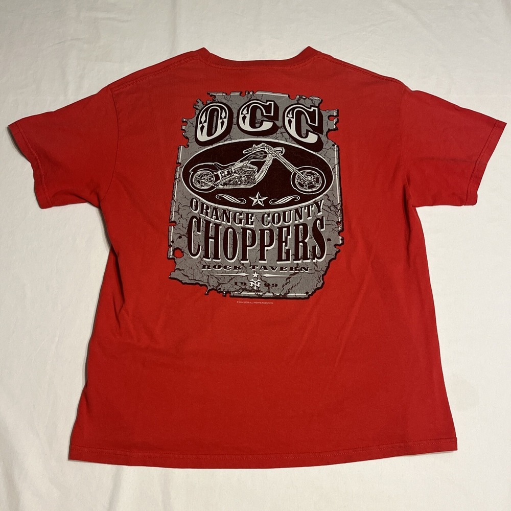 Vintage Orange County Choppers T-Shirt Double Sided Red Mens L 2000's Y2K Biker